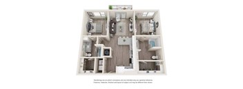 Two-Bedroom Floor Plan B5A|26 at City Point Apartments