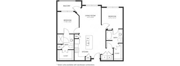 Two-Bedroom Floor Plan B1 | Axis Hamilton Apartments