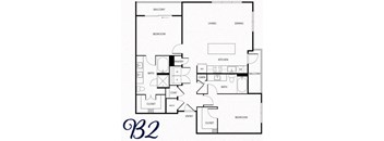 a floor plan of a house with two bedrooms and two bathrooms