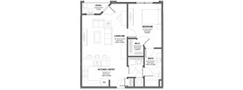 a floor plan of a small house with a kitchen and a living room