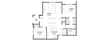 Two-Bedroom Floor Plan B1|Kinsley Forest Apartments