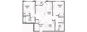 Two-Bedroom Floor Plan B5|Kinsley Forest Apartments