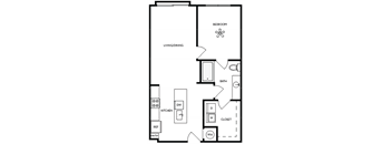a floor plan of a house with a bedroom and a living room