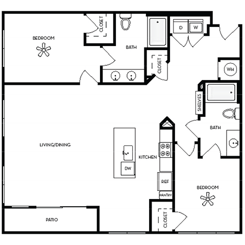 a floor plan of a room with a bedroom and a living room