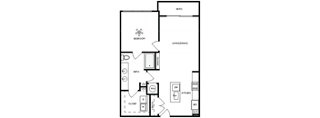 a floor plan of a room with a bedroom and a bathroom