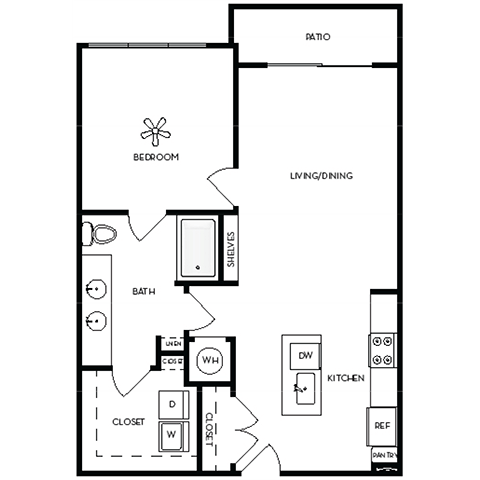 a floor plan of a room with a bedroom and a bathroom