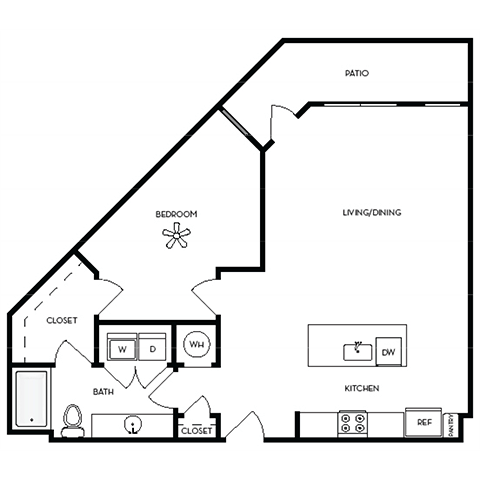 a floor plan of a 1 bedroom floor plan