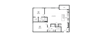a floor plan of a house with a bedroom and a living room