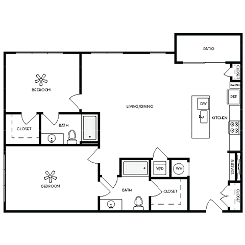 a floor plan of a house with a bedroom and a living room