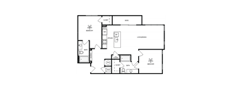 a floor plan of a bedroom floor plan with bedrooms and a living room