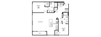 a floor plan of a house with a bedroom and a living room