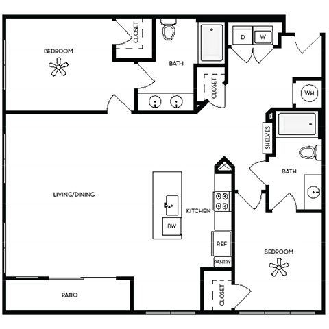 a floor plan of a house with a bedroom and a living room
