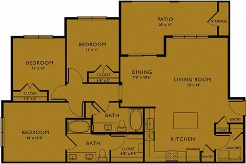 a floor plan of a house with two bedrooms and a living room