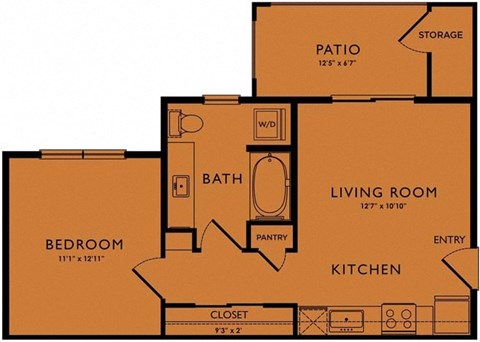a floor plan of a living room and a kitchen with a bedroom and a bathroom