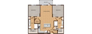 a floor plan of a living room with a bedroom and a kitchen
