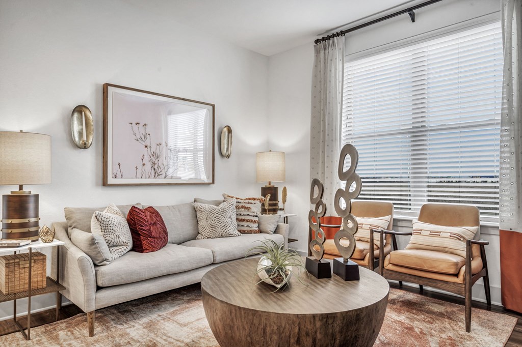 a living room with a couch and a coffee table
