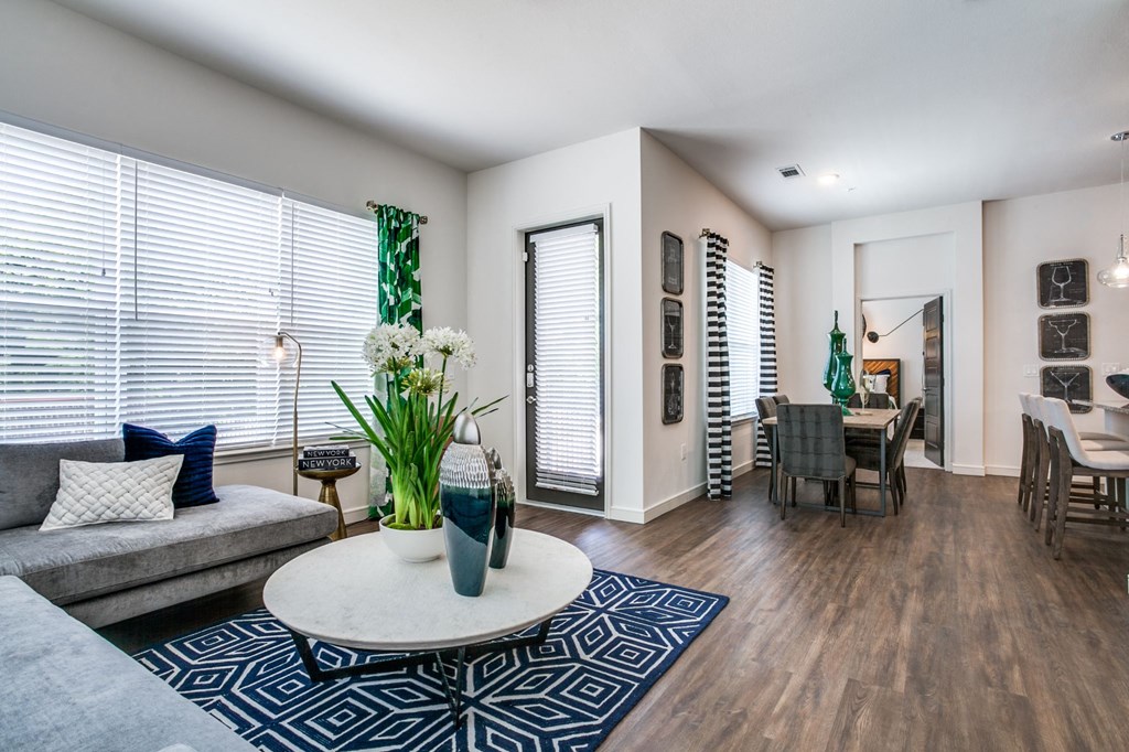 a living room with a couch and a coffee table