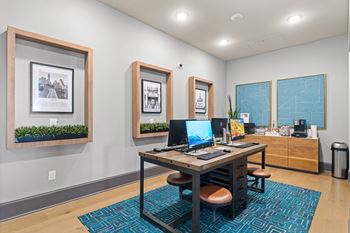 the preserve at ballantyne commons cyber office area with two computers on a desk