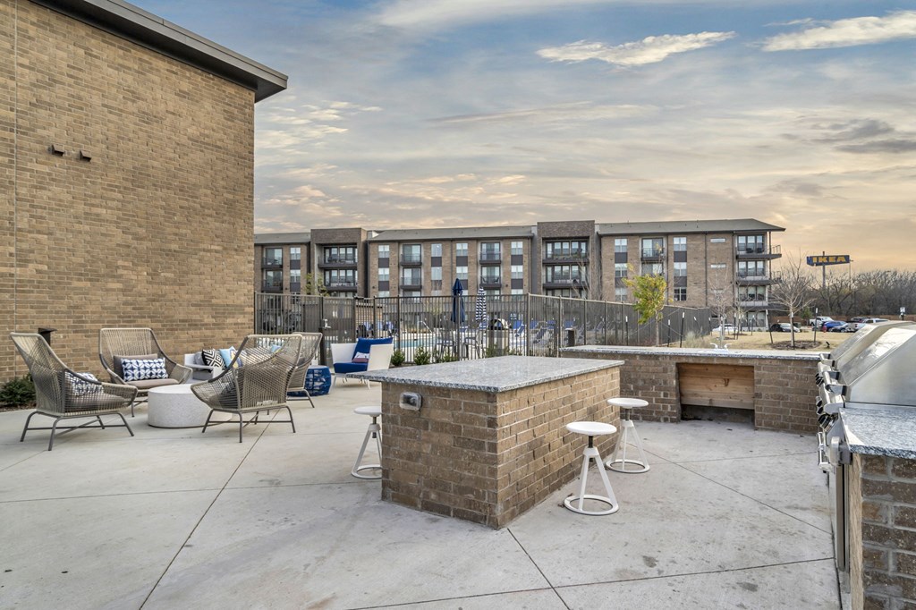 the terrace of our apartments has a patio and a fire pit