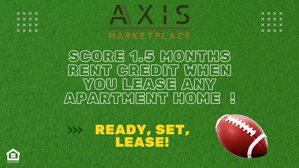A promotional image for Axis Marketplace offering a 1.5 months rent credit for leasing any apartment home.