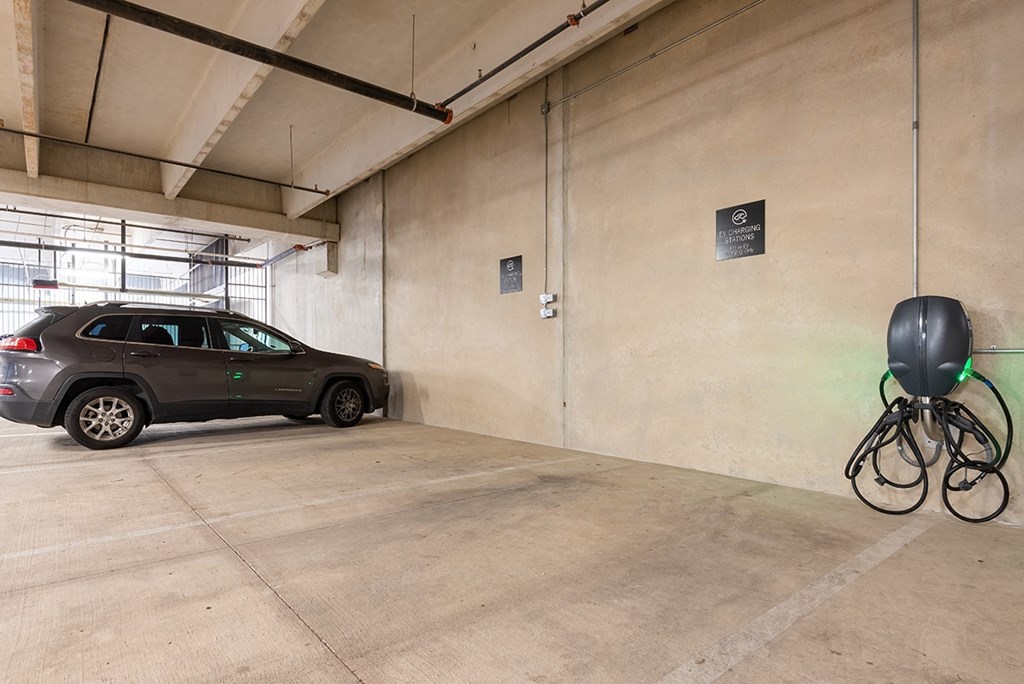 a car parked in a parking garage