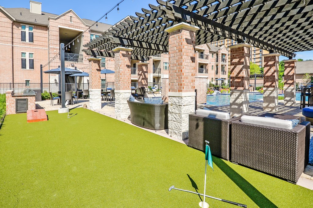a putting green at the resort with a golf ball