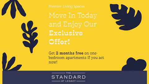A promotional image for Premier Living Spaces offering two months free on one-bedroom apartments.