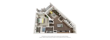 a 1 bedroom floor plan with a bathroom and a living room