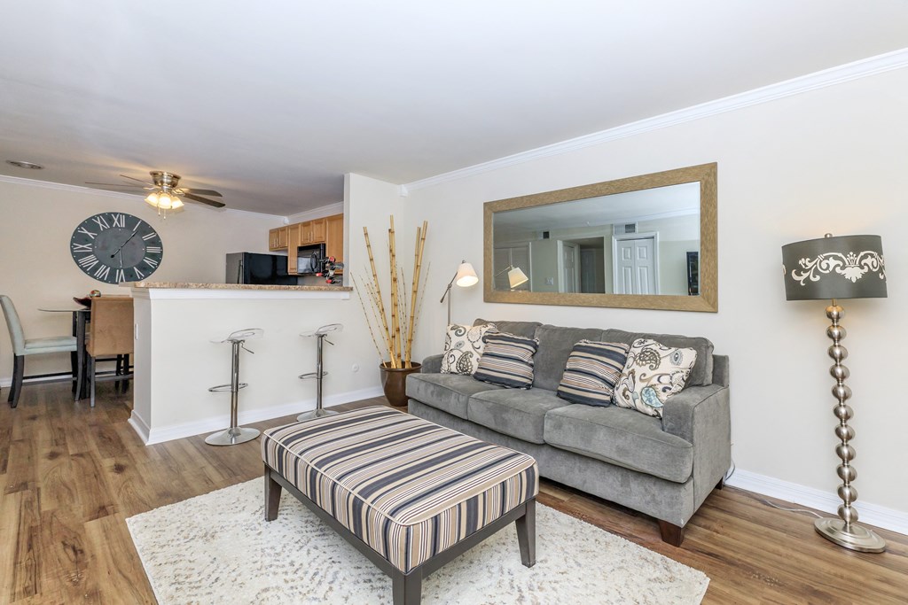 a living room with a couch and a coffee table