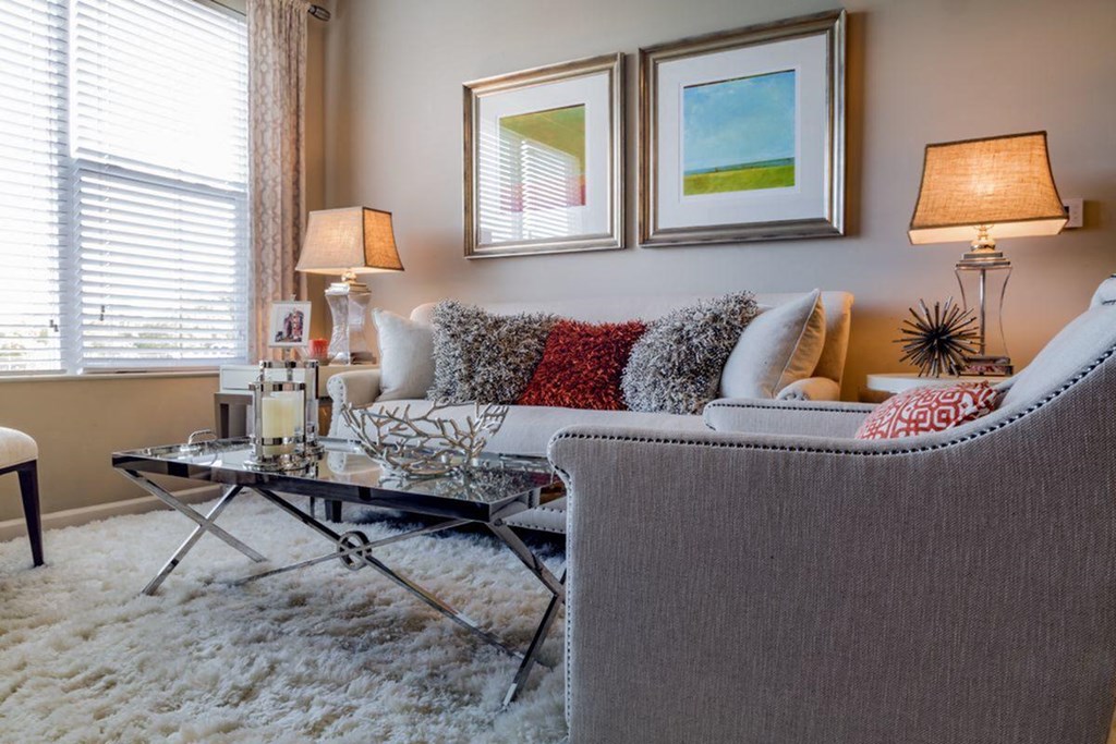 a living room with a couch and a coffee table