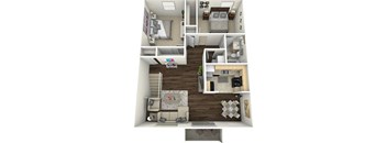 a 3d drawing of a floor plan with a bedroom