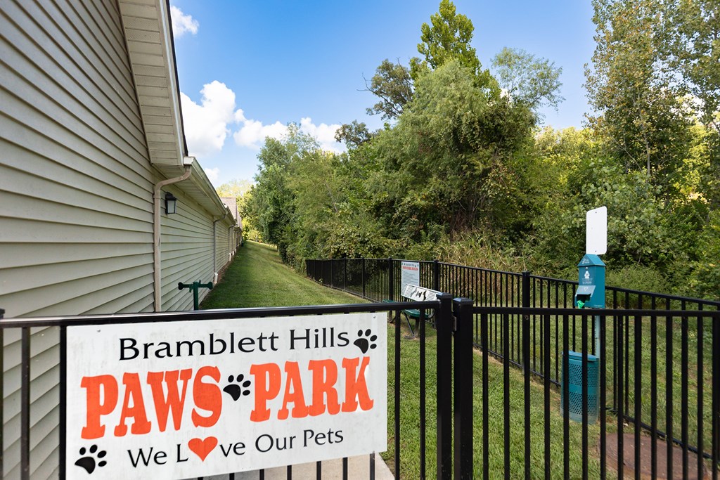 An apartment community dog park  at Bramblett Hills Luxury Apartments in O Fallon MO 63366