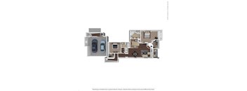 A floor plan of a house with a garage and a living room.
