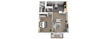 a floor plan of a two bedroom apartment with two bathrooms and a balcony