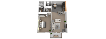 a floor plan of a two bedroom apartment with two bathrooms and a balcony