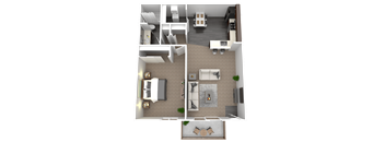 a floor plan of a two bedroom apartment with two bathrooms and a balcony