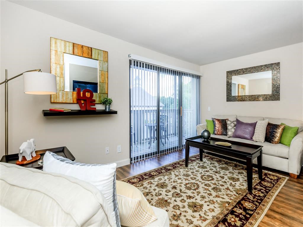 a living room with a couch and a table