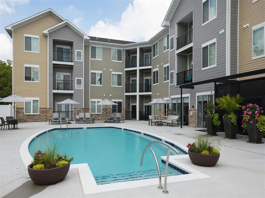 the swimming pool at the apartments for rent