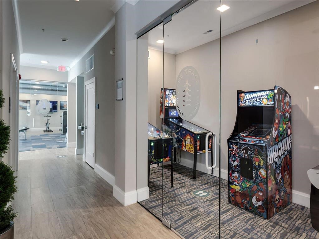 a room with a bunch of games in it