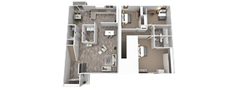 a floor plan of two bedroom apartment with two bathrooms and a balcony