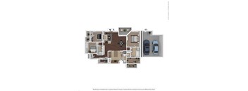A floor plan of a house with a kitchen, living room, bedrooms and bathrooms.