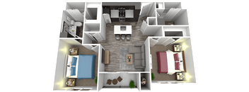 a floor plan of a one bedroom apartment with a bathroom and a bedroom with a bed and