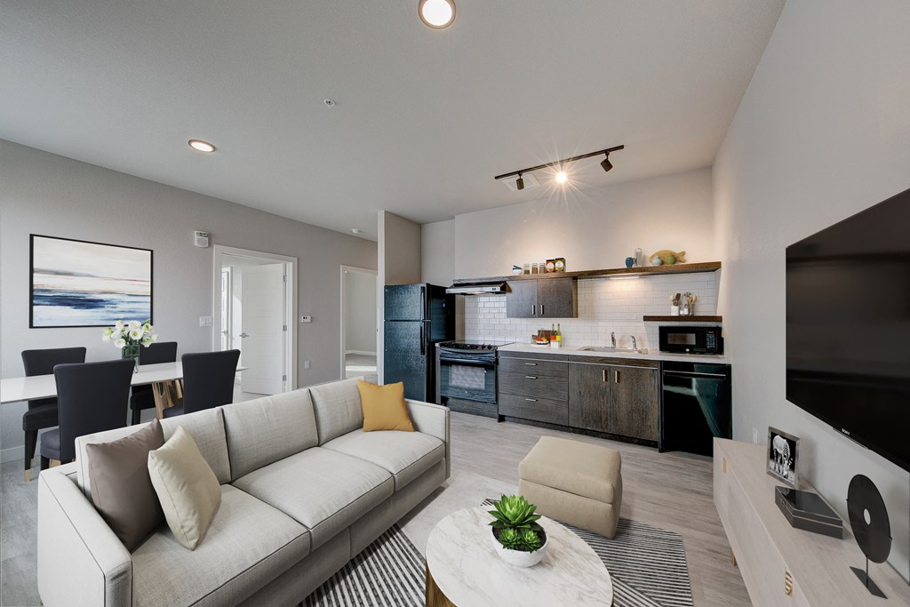 Living area in two-bedroom apartment