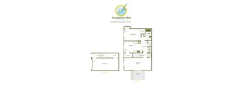 A floor plan for a one bedroom apartment at Georgetown West.
