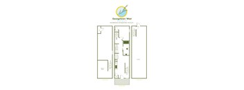 A floor plan of a one bedroom loft apartment at Georgetown West.