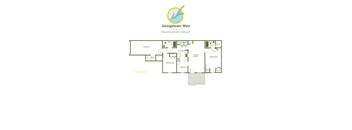 A floor plan of a 2 bedroom apartment with a garage.