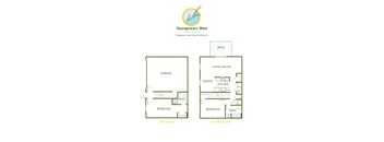 A floor plan for a 2 Bedroom Townhouse by Georgetown West.