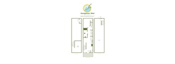 A floor plan for the Studio Loft Apartment at Georgetown West shows three floors and a second floor.