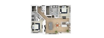 2 bed 2 bath C at Everra Midtown Park Apartments, Dallas 75231