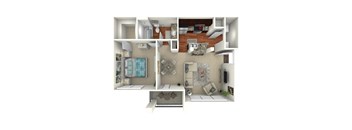 1 Bedroom 1 Bath 837 Sq. Ft. Floor Plan   at The Brazos, Texas